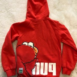 Kids Warm Sesame Street Elmo Puma Orange Hoodie Sweatshirt, Toddler Size 4T